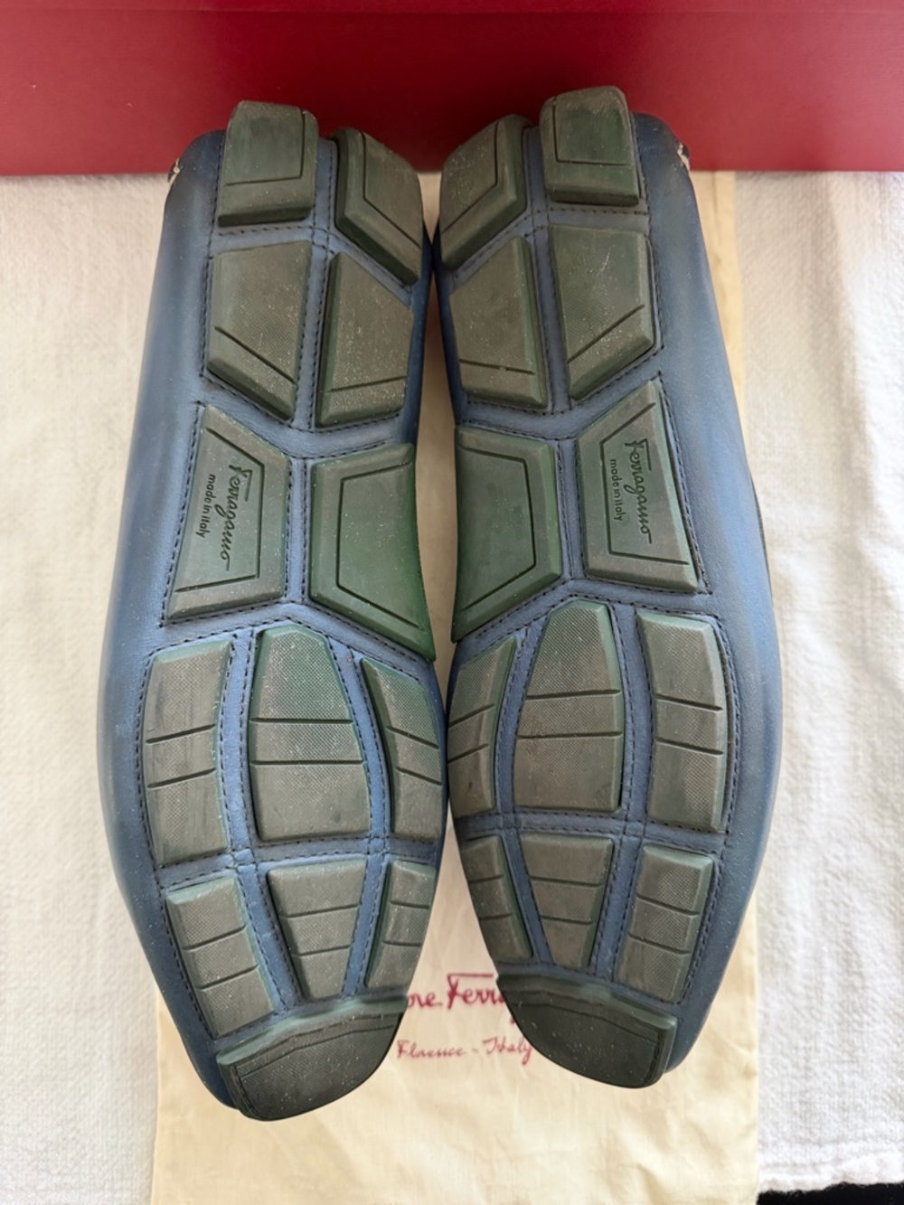 Salvatore Ferragamo Navy Leather Bit-Detail Loafers - Picture 7 of 8